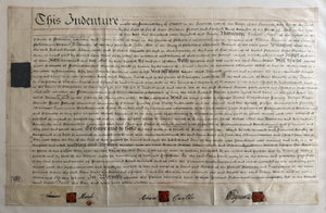 1790 George III Vellum Land Indenture – 65 Acres in Kent – Three Wax Seals