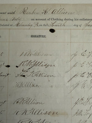 1864 11th Pennsylvania Artillary Clothing Account Document Pair