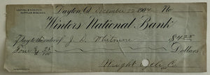 1904 Orville Wright Signed Check Wright Cycle Company