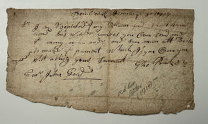 1719 (1714?) Colonial Portsmouth Letter Signed By Thomas Burke Boston Merchant