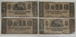 Bucks County Pennsylvania Set Of Four Bank Notes