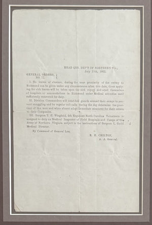 General Order #77 By Robert E Lee, 1862
