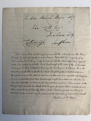 1817 Lord Castlereagh Signed Free Frank Autograph Napoleon Byron Congress Vienna