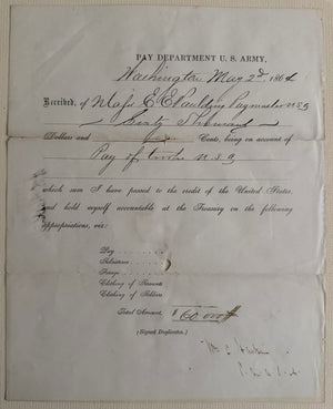 1864 Civil War Pay Order For $60,000