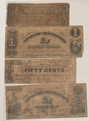 Civil War Fredericksburg Obsolete Municipal Notes.