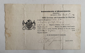 1827 Massachusetts Military Document