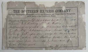1865 Confederate Telegraph From Beauregard, Harts Battery Civil War