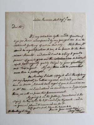 Benjamin West Letter, American Painter