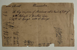 1766 Colonial Merchant Memorandum
