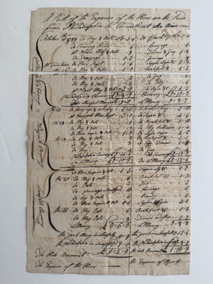 1789 Manuscript Travel Expense Philadelphia To Connecticut Horse And Ferriage