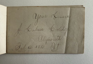 1885, Calvin Coolidge Age 12 Autograph Album With Family Signatures Vermont