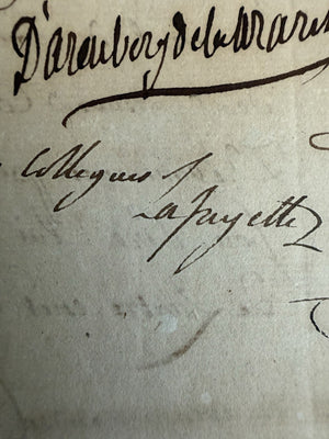 Fascinating French Revolutionary–era document Signed By Marquis De Lafayette