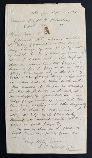 Civil War: Field Letter Signed (“G. T. Beauregard”) 1861, Flag Design