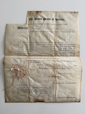 1815 United States Letters Patent for Improvements in Guns & Rifles – James Madison – James Monroe – Harpers Ferry, Virginia