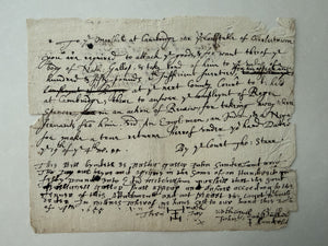 Rare 1655 Massachusetts Bay Colony Court Writ Ordering the Attachment and Arrest of Nathaniel Gallop – Cambridge & Charlestown – Early Middlesex County Manuscript