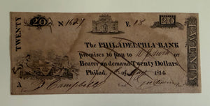 George Clymer Philadelphia Bank $20 Note – May 9, 1814 – Possible Manuscript Signature of Declaration & Constitution Signer – Exceptional Research Opportunity