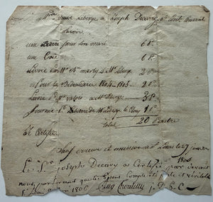1806 Joseph-Octave Plessis Signed Quebec Funeral Expense Certificate – French Canada – Décary Family