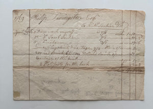 1769 Colonial New York Merchant Account to Philip Livingston, Signer of the Declaration of Independence – Building Materials Invoice – New York