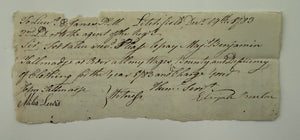 1783–1786 Revolutionary War Treasury Payment Order to Culper Spy Ring Commander Major Benjamin Tallmadge – Joseph Howell Jr. – William Pierce