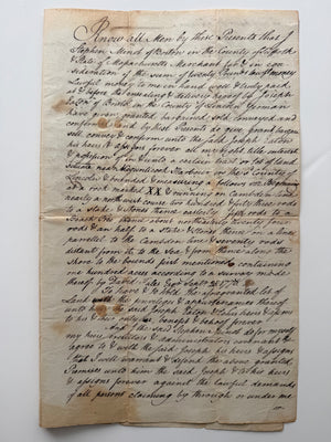 1785 Stephen Minot to Joseph Eaton Manuscript Deed – Early Camden (Megunticook Harbour), District of Maine – Revolutionary Era