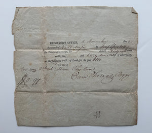 1802 Kentucky Land Tax Receipt – Mason County – Ohio River – Ralative of Davy Crockett Early Frontier Register's Office Document