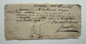 1795 Philadelphia Gazette & Universal Daily Advertiser Subscription Receipt – Philadelphia During Washington's Presidency
