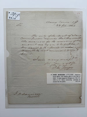1822,1831 ALS John Rogers, Naval Commander, Navy Yard, Philadelphia
