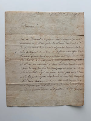 1789 French Naval Letter from New York Concerning the Frigate La Belle Poule – Virginia Shipwreck – Comte de Grasse – Yorktown