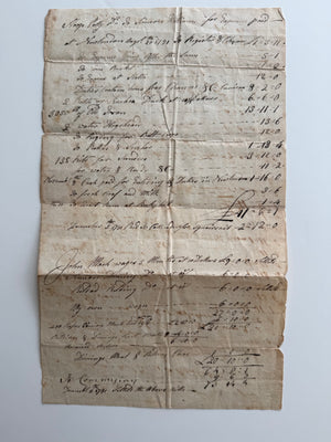 1791 New London, Connecticut Merchant Expense Account – Early American Shipping & Iron Trade – Original Federal Period Manuscript
