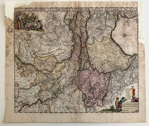Circa 1710 Frederik de Wit–Pieter Mortier Map of Gelderland and Zutphen