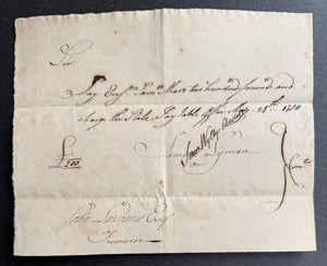 1780 Revolutionary War Connecticut Payment Order to Ensign Samuel Mears — Signed by Samuel Lyman and Samuel Wyllys