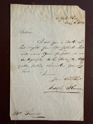 Joseph Hume—1824 Autograph Letter Signed Concerning an Autograph Collection