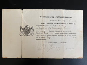 1828 Massachusetts Militia Discharge Capt Peter Nutting Signed W H Sumner